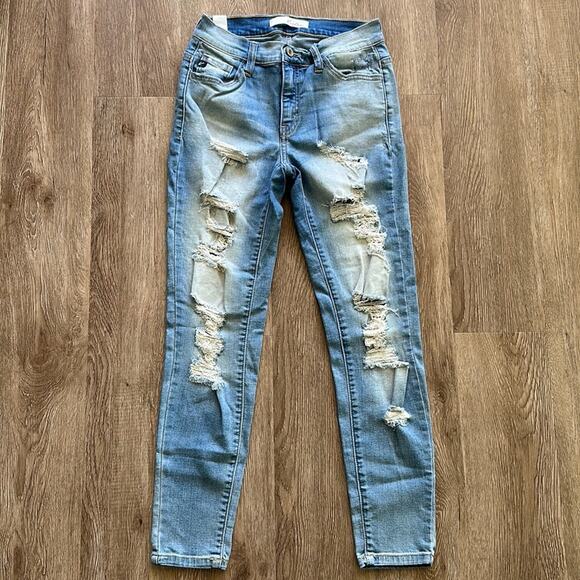 KanCan High Rise Light Wash Distressed Skinny Jeans Size 5 (26) - Picture 2 of 7